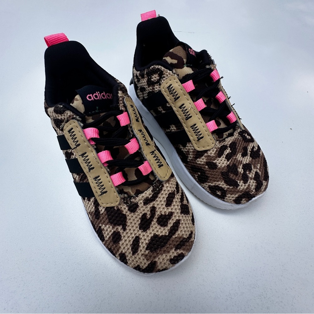 Adidas Leopard Print Sneakers with Pink Accents 6 Toddler